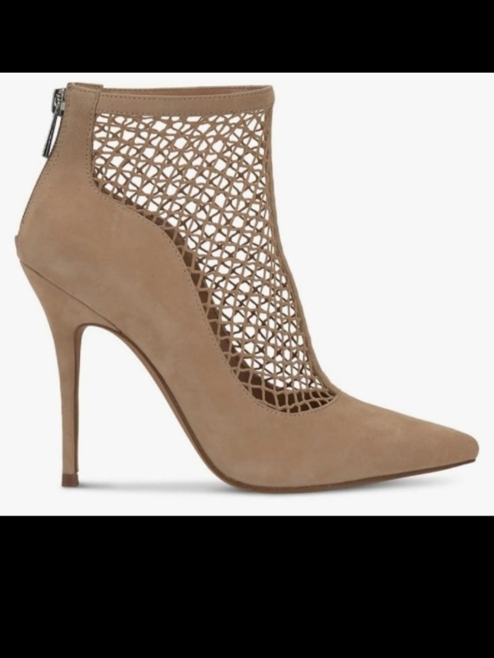 Jessica Simpson Women's Bootie Taupe Mesh Pointed Toe Stiletto Wicasa Size 9.5